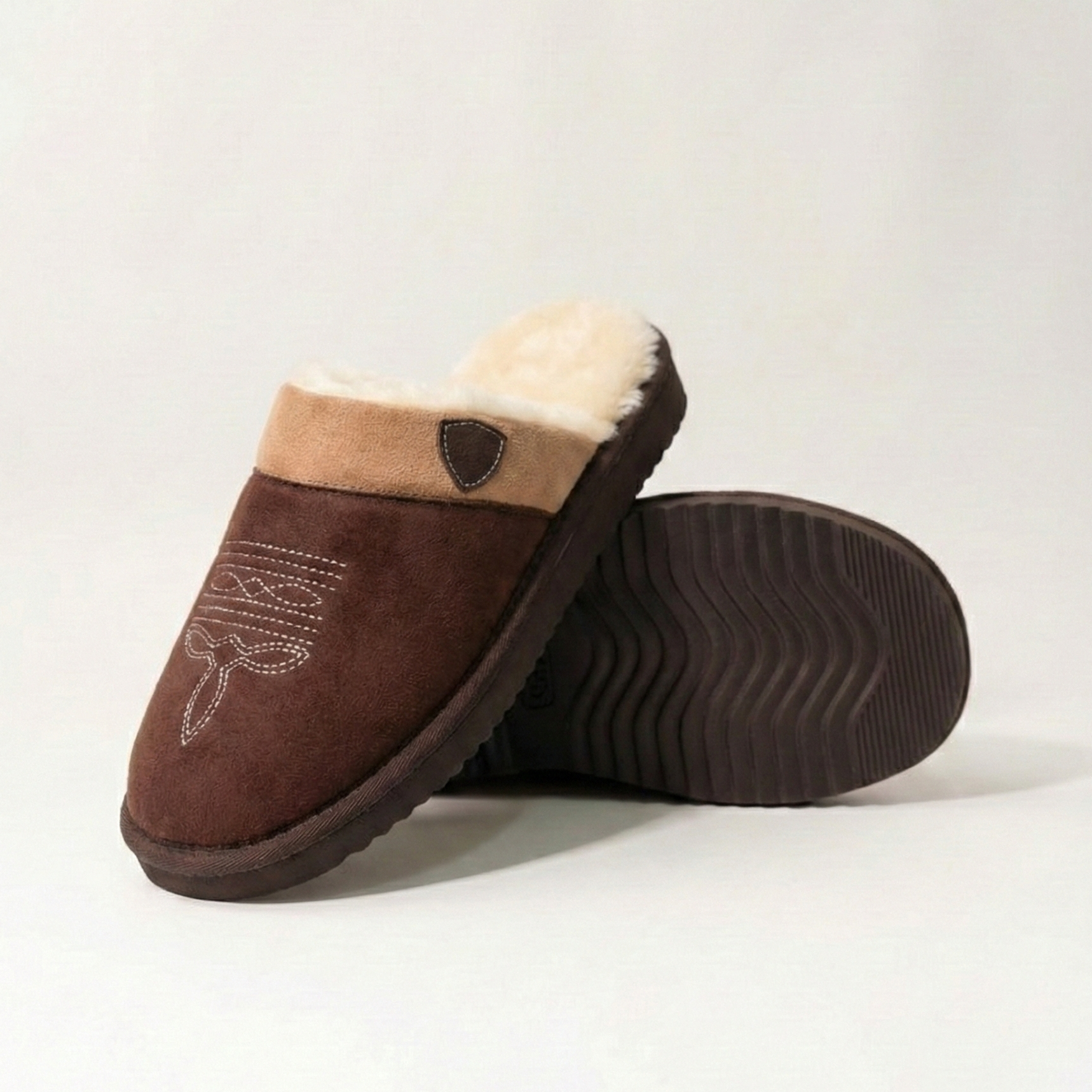 Clog Studios Men's Cowboy Slippers Leather Brown