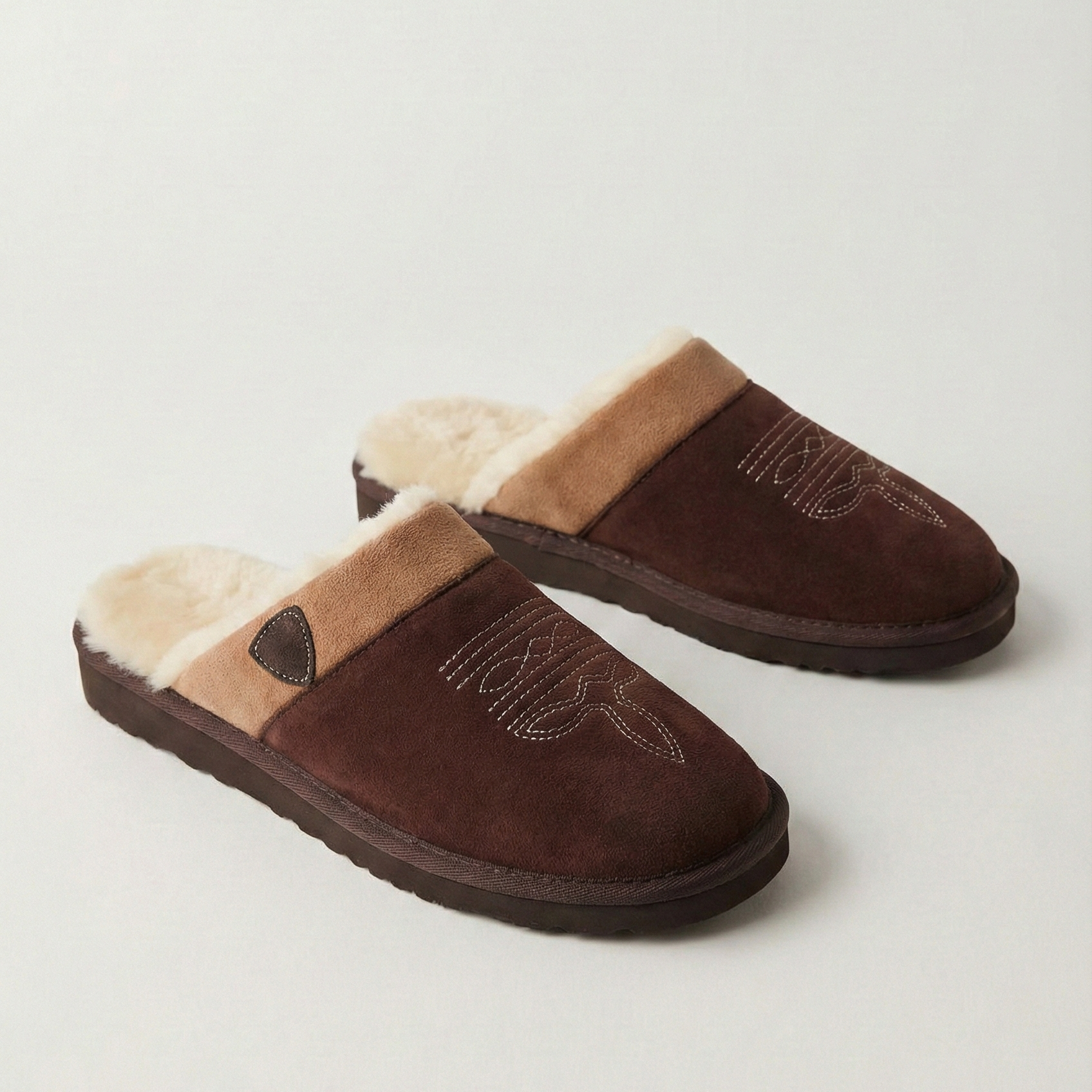Clog Studios Men's Cowboy Slippers Leather Brown