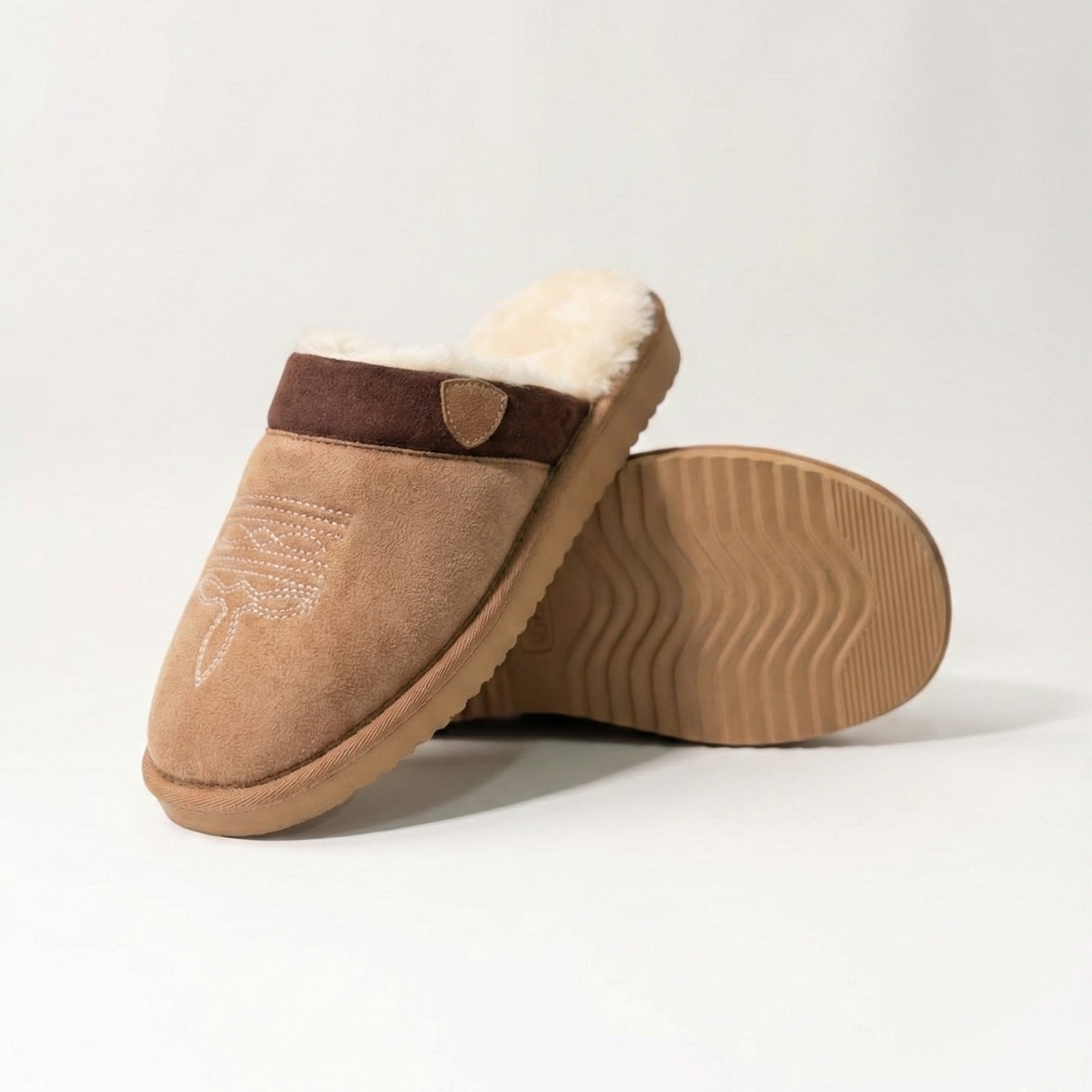 Clog Studios Men's Cowboy Slippers Leather Brown